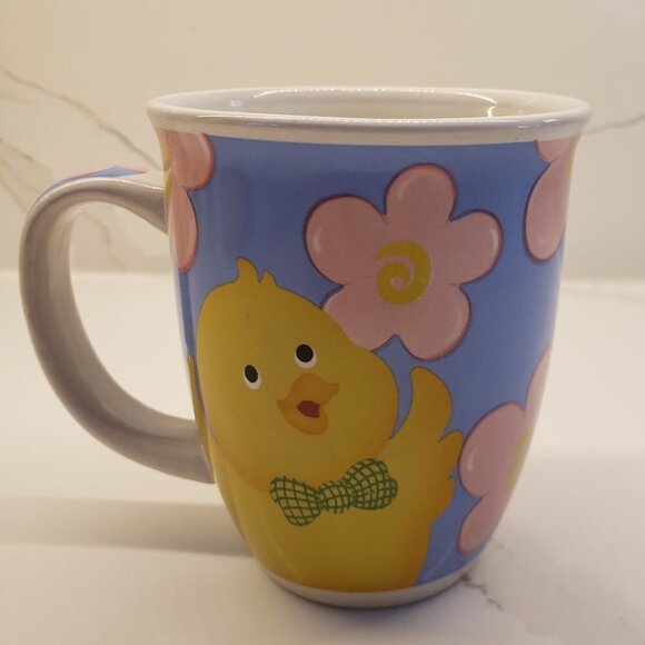 vintage Set of 2 Easter Mug/Vase Easter Bunny Embossed Happy Chick Pink - Picture 8 of 13
